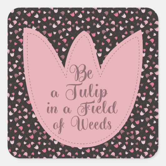 Sticker Carré Sweet Simple Tulip Motif rose - Toutes les directi (Devant)