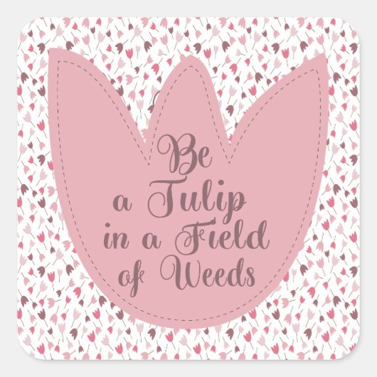 Sticker Carré Sweet Simple Tulip Motif rose - Toutes les directi (Devant)