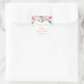 Sticker Carré Sweet sixteen Tropical Floral Pink Gold Merci (Sac)