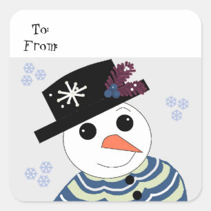 Sticker Carré Sweet Snowman
