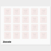 Sticker Carré Sweet Stripes premier anniversaire invitation rose (Feuille)