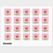 Sticker Carré Sweet Valentine Cupcake (Feuille)