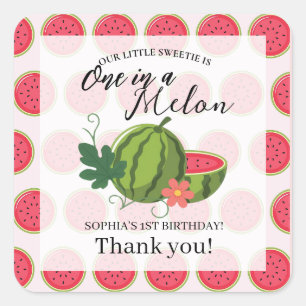 Sticker Carré Sweet Watermelon Ribbon Été Invitation