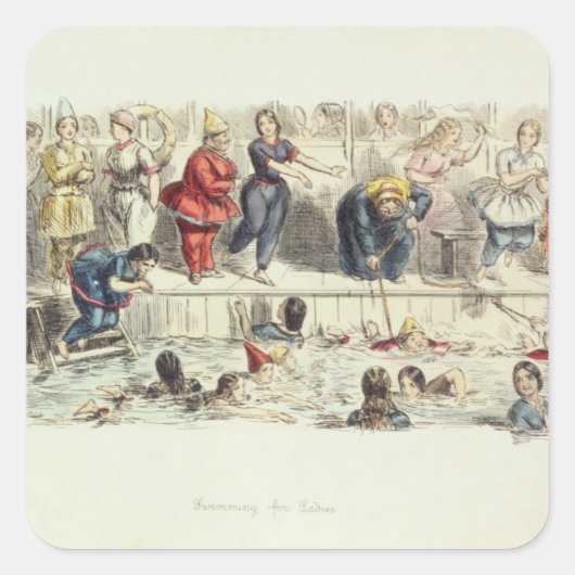 Sticker Carré Swimming for Ladys, 1844 (Devant)