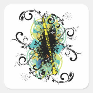 Sticker Carré Swirl Grunge Clarinet
