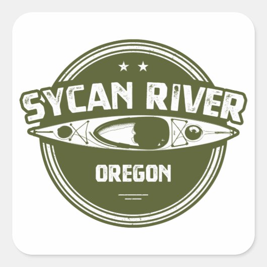 Sticker Carré Sycan River Oregon Kayak (Devant)