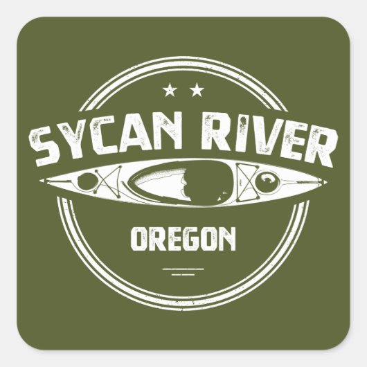Sticker Carré Sycan River Oregon Kayak (Devant)