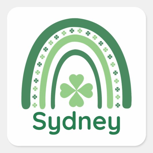 Sticker Carré Sydney Nom Clover Boho Rainbow (Devant)