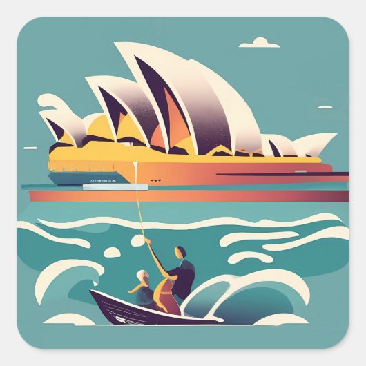 Sticker Carré Sydney Opera House Australie peinture souvenir (Devant)