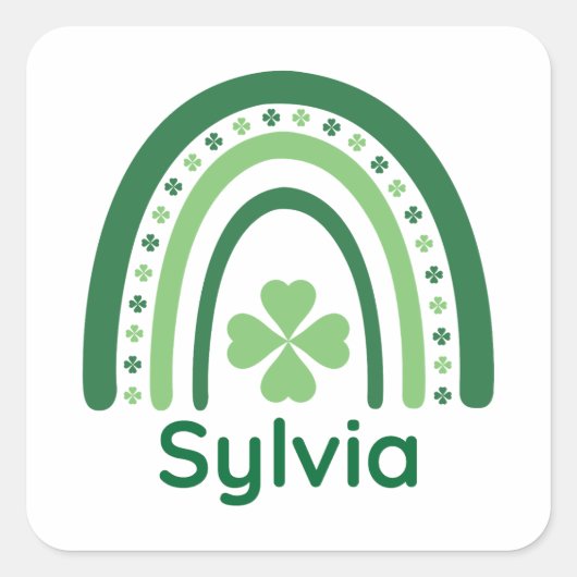Sticker Carré Sylvia Nom Clover Boho Rainbow (Devant)