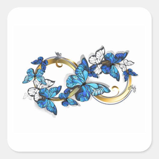 Sticker Carré Symbol Infinity of Blue Morpho Butterflies (Devant)