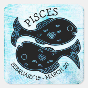 Sticker Carré Symbole astrologique zodiaque Pisces Horoscope