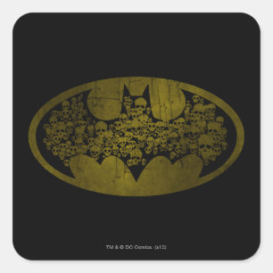 Sticker Carré Symbole Batman   Crânes dans le logo de chaume