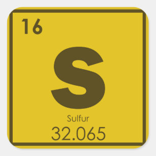Sticker Carré Symbole chimique de l'élément de soufre formule ch