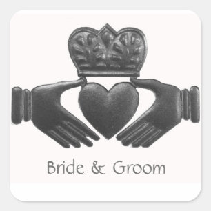 Sticker Carré Symbole d'amour en forme de coeur de Claddagh