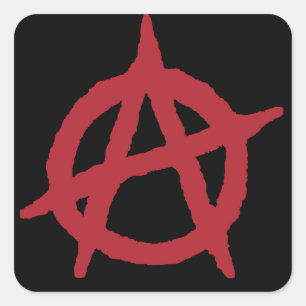 Sticker Carré Symbole d'anarchie rouge