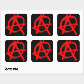 Sticker Carré Symbole d'anarchie rouge grungy (Feuille)