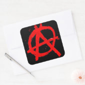 Sticker Carré Symbole d'anarchie rouge grungy (Enveloppe)