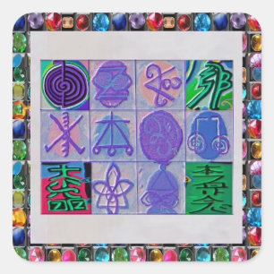 Sticker Carré Symbole de guérison Reiki n Karuna 12 V24
