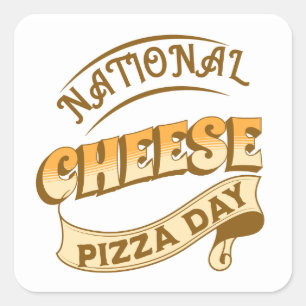 Sticker Carré Symbole de la journée nationale de la pizza au fro