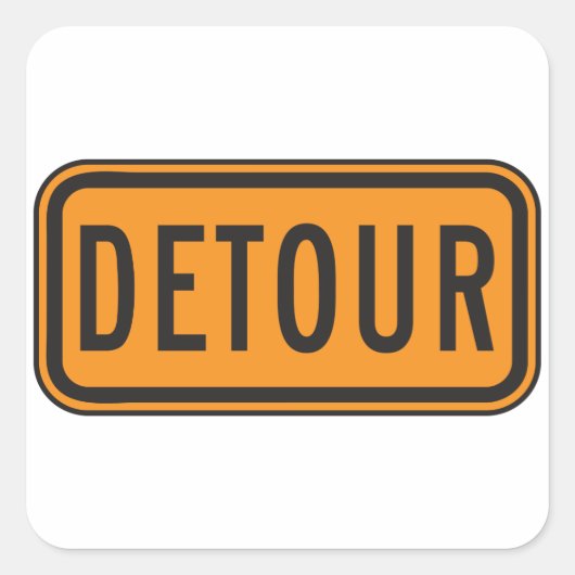 Sticker Carré Symbole de la route Detour (Devant)