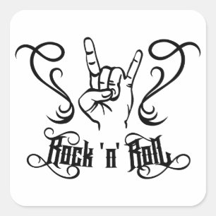 Sticker Carré Symbole de musique Rock 'n' Roll