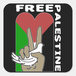 Sticker Carré Symbole de paix de Free Palestine Dove Heart Peace