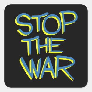 Sticker Carré symbole de paix de la guerre drapeau ukrainien mes