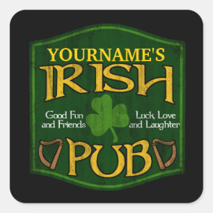 Sticker Carré Symbole de pub irlandais personnalisé