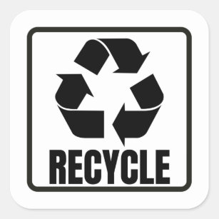 Sticker Carré symbole de recyclage noir