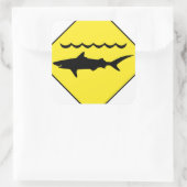 Sticker Carré Symbole de "requin avertisseur" jaune (Sac)