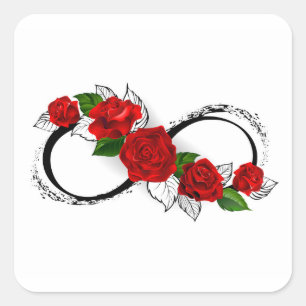 Sticker Carré Symbole d'infini avec les roses rouges