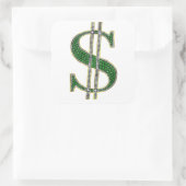 Sticker Carré SYMBOLE Dollar DE Bling Gem émeraude diamant (Sac)