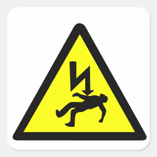 Sticker Carré Symbole du danger de choc électrique (Devant)