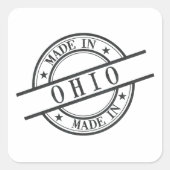Sticker Carré Symbole du logo de style timbre Ohio Noir (Devant)