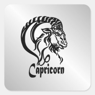 Sticker Carré Symbole et symbole de Capricorne Zodiac Argent