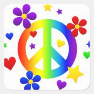 STICKER CARRÉ SYMBOLE HIPPIE TIE DYE AIVE PEACE