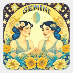 Sticker Carré SYMBOLE Horoscope Gemini Twins Celestin
