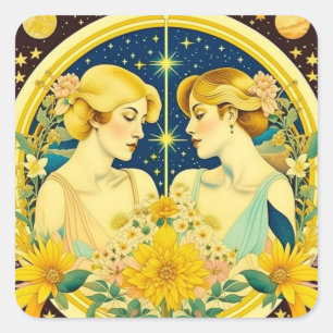 Sticker Carré SYMBOLE Horoscope Gemini Twins Ethereal Art