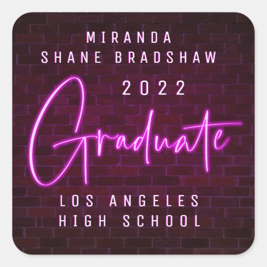 Sticker Carré SYMBOLE NEON DIPLÔMÉ Pink (Devant)