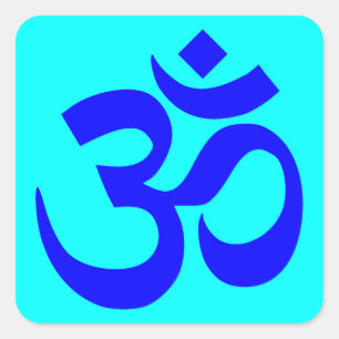 Sticker Carré Symbole Om Aqua et Bleu