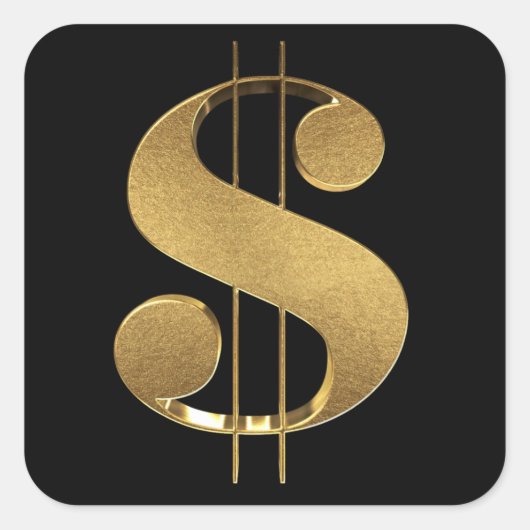 Sticker Carré SYMBOLE OR 3D Dollar (Devant)