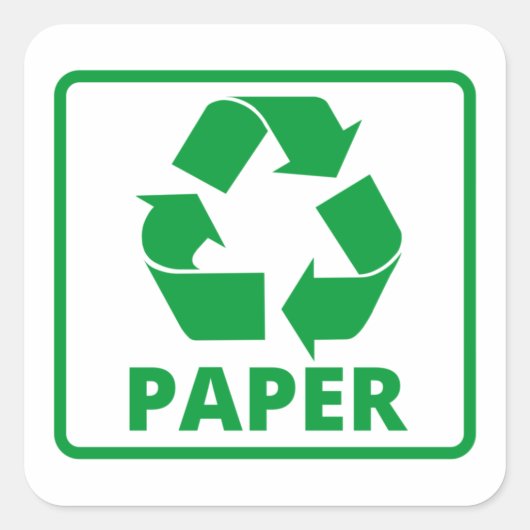 Sticker Carré Symbole papier recyclé classique (Devant)
