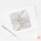 Sticker Carré Symbole Pastel Pearl Unalome Lotus (Enveloppe)