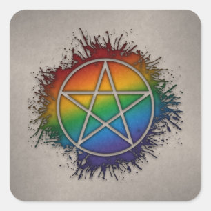 Sticker Carré Symbole Pentacle arc-en-ciel de la fierté LGBTQ Pa