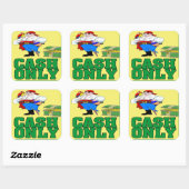 Sticker Carré Symbole Pirate en espèces uniquement (Feuille)