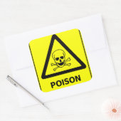 Sticker Carré Symbole Poison Attention (Enveloppe)