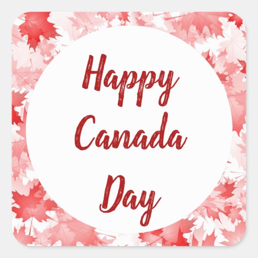 Sticker Carré Symbole Rouge Feuille d'érable Canada Emblème logo (Devant)