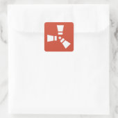 Sticker Carré Symbole RUST Blanc sur Rouge (Sac)