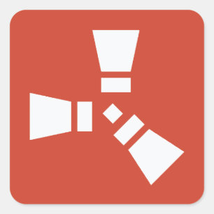 Sticker Carré Symbole RUST Blanc sur Rouge